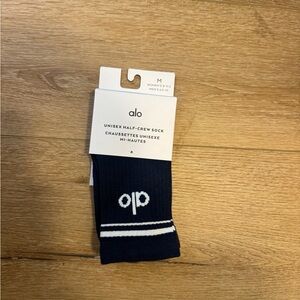 Malo Navy Athletic Half-Crew Sock with White Stripes